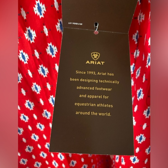 🆕 ARIAT Red Beacon Aztec Print Decker Short Sleeve Western Cowboy Shirt SZ S - Picture 6 of 13